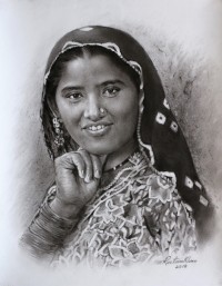 M. Rustam Khan, 14 x 18 Inch, Charcoal On Paper, Figurative Painting, AC-RUK-002